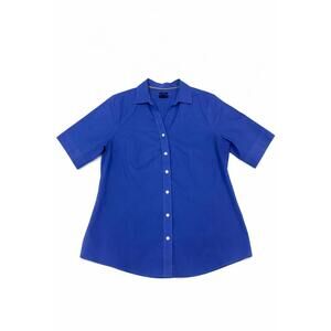 Talbots Womens Non-Iron Blue Button Up Shirt 3/4 Sleeve Size 6